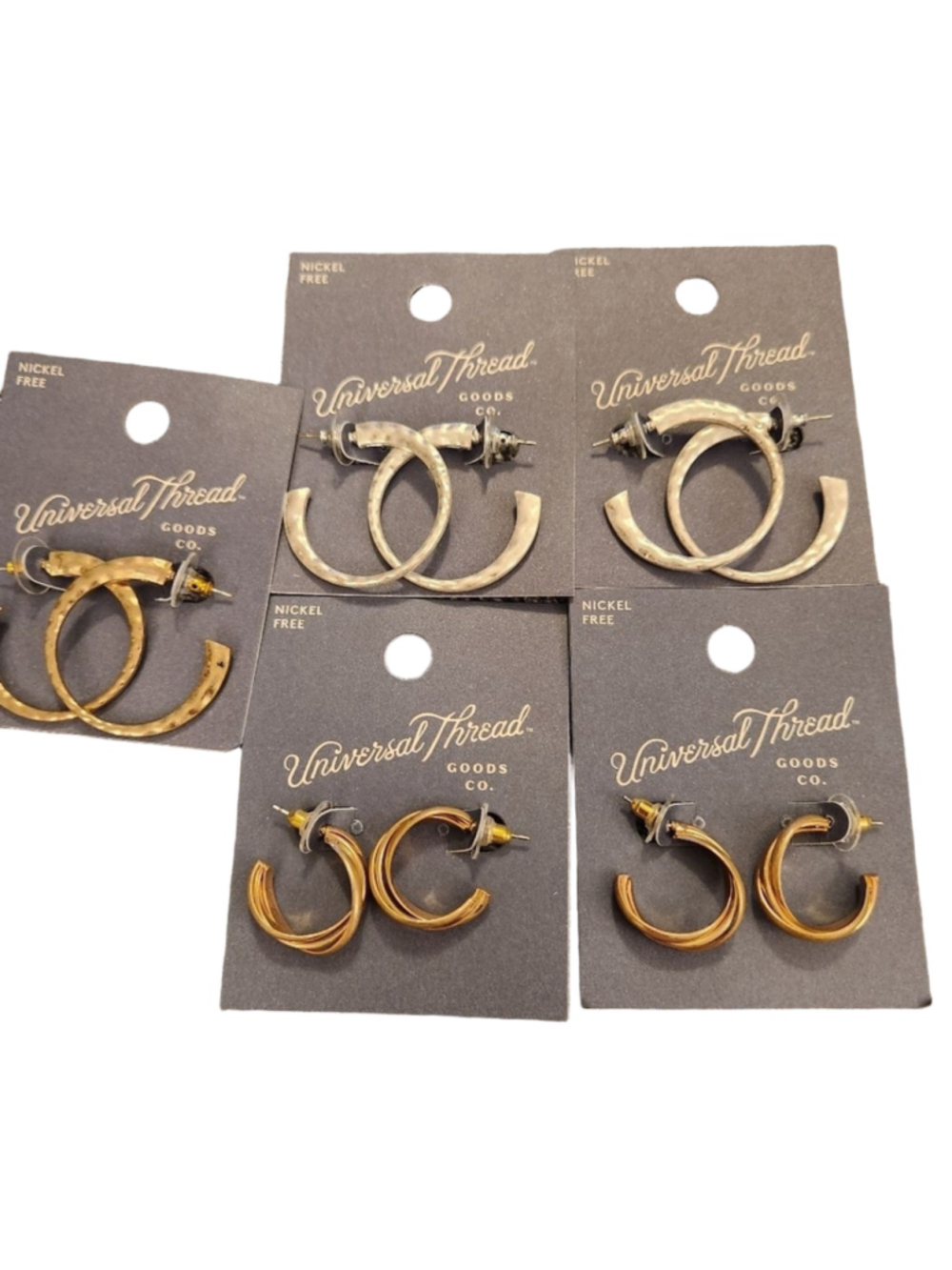 5 pairs of Universal Thread Hoop Earrings Gold and Silver Tone
